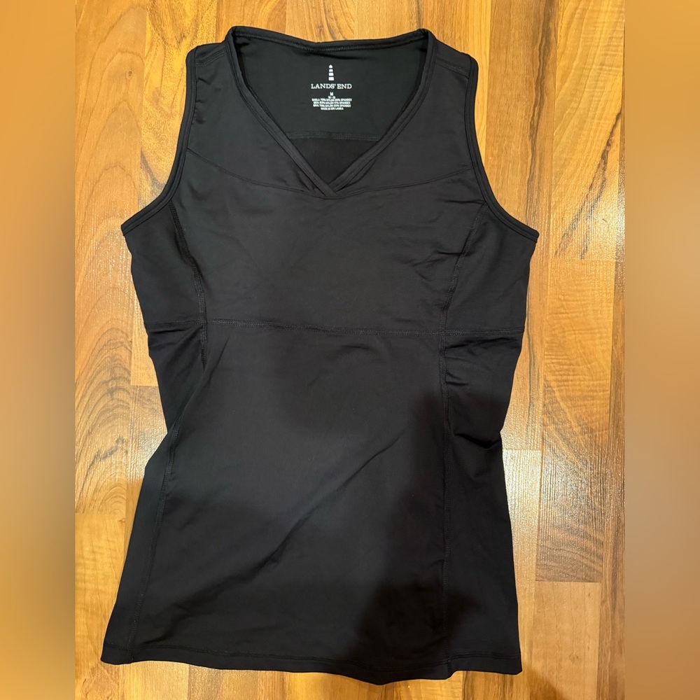 Lands’ end womens workout athletic performance v neck tank top medium 10-12